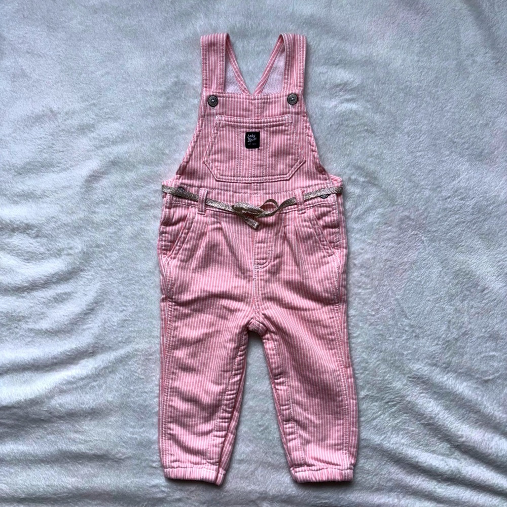 Baby Bbgosh Pink White Striped Hickory Overalls 24M